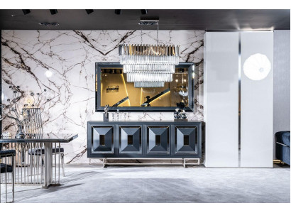 Dressoir Spiegel Woonkamer grijs Ladenkast Hout Metaal Stijl Modern Kast