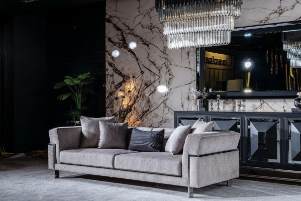 Dressoir Spiegel Woonkamer grijs Ladenkast Hout Metaal Stijl Modern Kast