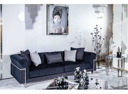 Luxe bankstel 3-zits bankstellen Stoffen bankstel Design meubels Driezitsbank zwart
