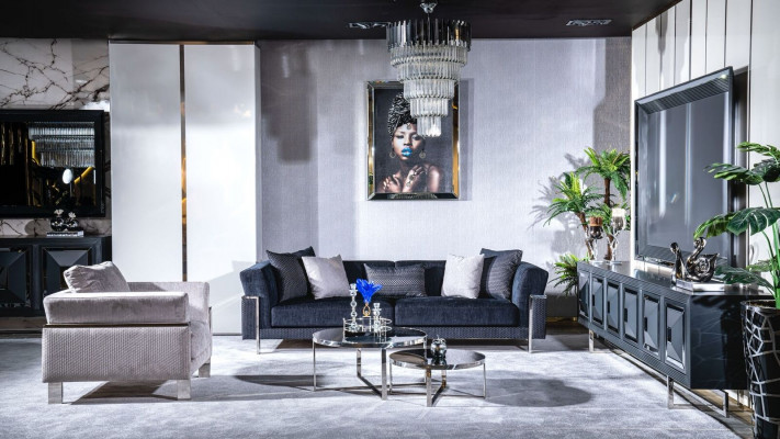 Sofa set 3+3+1 dressoir spiegel salontafel zitbank set design