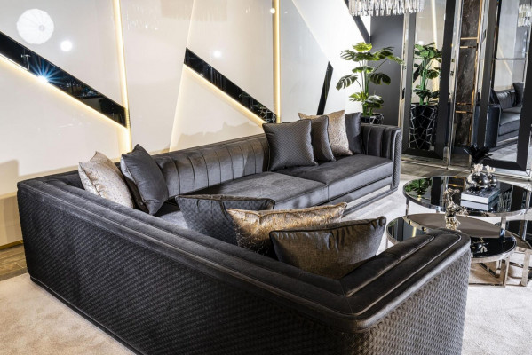 Hoekbank L-vorm Salontafel Bijzettafel 3-delig Set Beklede Woonlandschap