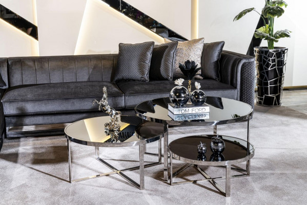 Woonkamer salontafels Luxe Design 3-delig Hout Grijs Stijl Modern Tafel