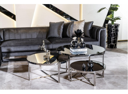 Woonkamer salontafels Luxe Design 3-delig Hout Grijs Stijl Modern Tafel