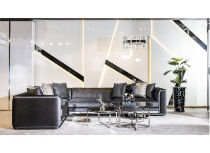 Hoekbank Bank Bank Bekleding Stoel Hoekbank L vorm Hout met Stof Nieuw