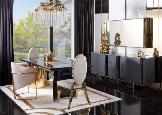 Eetkamertafel Eettafel 4x Stoel Set Tafels Stoelen Dressoir Set