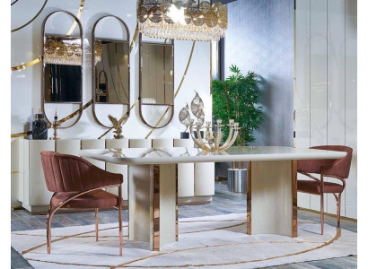 Luxe tafels Eetkamertafel Eetkamer Modern Goud Roestvrij staal Direct