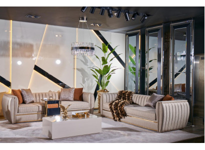 Bankstel 3+3 Bank Salontafel Set Bank Stofbank 3-dlg.
