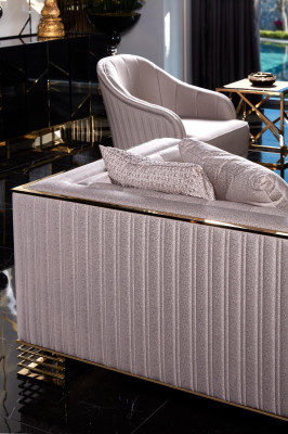 Bankstel bank fauteuil 3+3+1-zits salontafel bijzettafel set 5-delig