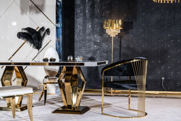 Eetkamer set tafel 4x stoelen dressoir spiegel 7-delig eettafel garnituur tafel