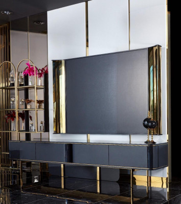 rtv Laag tv-meubel Tv-standaard Dressoir Woonkamer Modern Hout Zwart Ontwerp