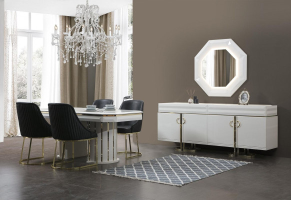 Luxe stoel in universele witte kleur voor een modern eetkamer.