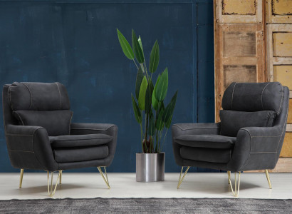 Zetel Zit Zitter Design Woonkamer Bekleding Luxe Zwart Wachtkamer