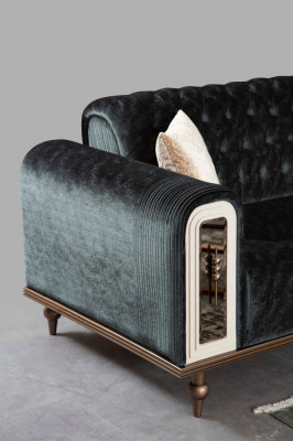 Luxe driezits bank 3-zits stoffen banken ontwerp Beige textiel Zwart