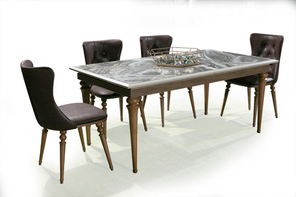 Compleet set eettafel 4x stoelen eetkamerset eiken houten tafel tafels 4-delig.
