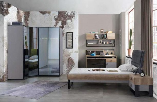 Kinderkamer jeugdkamer set bed hoekkast kast bureau meubels 4-delig