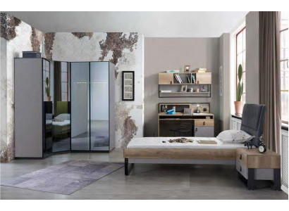 Kinderkamer jeugdkamer set bed hoekkast kast bureau meubels 4-delig