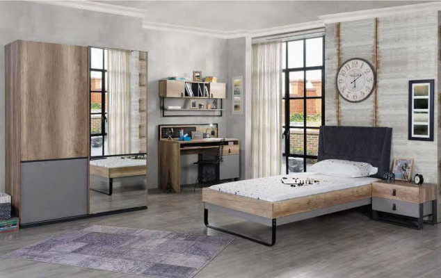 Kinderkamer jeugdkamer set bed hoekkast kast bureau meubels 4-delig