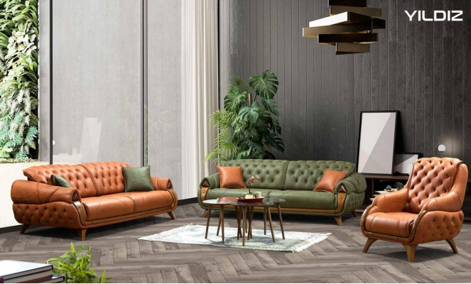 Driepersoons luxe 3-zits bank stoffering klassieke zitbanken kamer