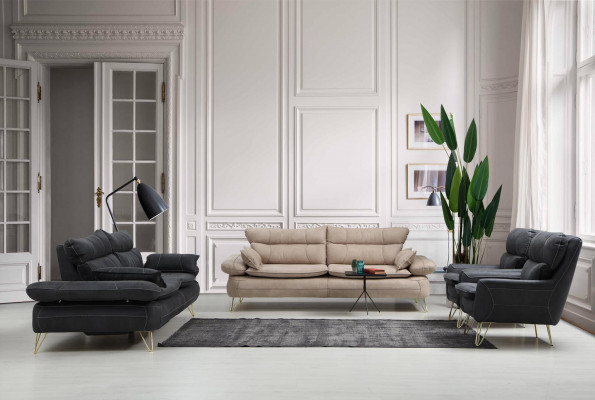 Bankstel 3+3+1+1 Zitsbank Groep Zwart Bank Fauteuil Banken Set 4-delig