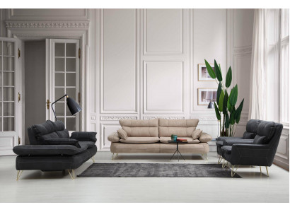 Bankstel 3+3+1+1 Zitsbank Groep Zwart Bank Fauteuil Banken Set 4-delig
