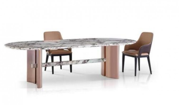 Eetkamer meubels roestvrij staal ovaal eettafel tafel design tafels luxe meubels