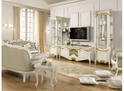 Klassieke muurwoonkamer vitrineset dressoir tv-rek muurkast 3-delig.