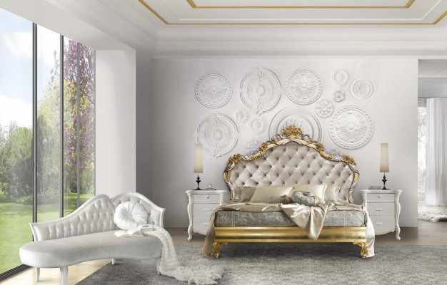 Slaapkamer Luxe Set 4-delig. Bed + 2x nachtkastje + chaise longue design ligbed