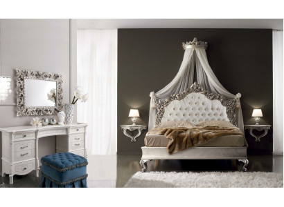 Bed + 2x bedside table 3 pcs. Bedroom set Design Modern Luxury Chesterfield