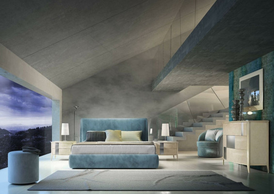 Luxe slaapkamerset 4-delig. Bed 2x nachtkastje ladekast Modern ontwerp bedden.
