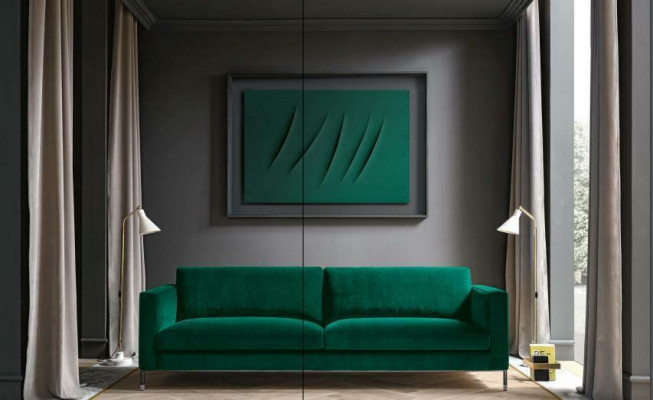 Woonkamer Groen Driepersoons Stoffen Designbank Bekleding Bank Banken Groene Meubels