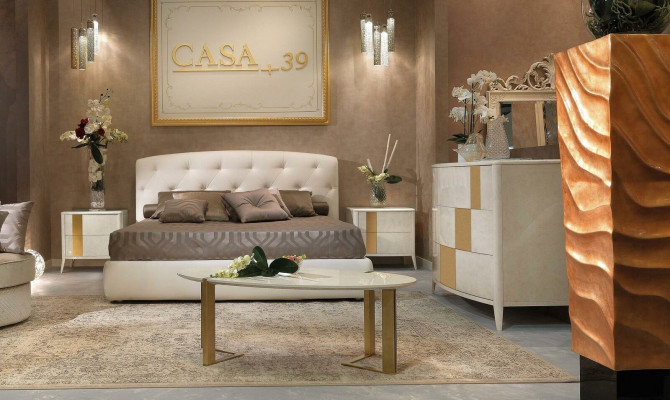 Italiaanse stijl meubels 4-delige set Bed + 2x nachtkastje + commode slaapkamer