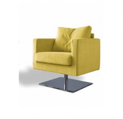 Fauteuil Stoel Bekleding TV Textiel Geel Luxe Stof Design Lounge Club Relax Nieuw