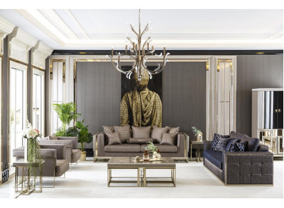 Woonkamerset Bruin Bankstel Fauteuil 2x Bijzettafels Salontafel Nieuw 7-delig.  Woonkamerset Bruin Bankstel Fauteuil 2x Bijzettafels Salontafel Nieuw 7-delig.