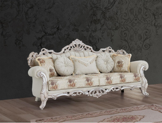 Luxe driezitsbank gestoffeerde meubels fluweel barok rococo 3-zits bank.