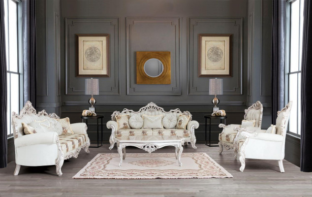 Luxe driezitsbank gestoffeerde meubels fluweel barok rococo 3-zits bank.