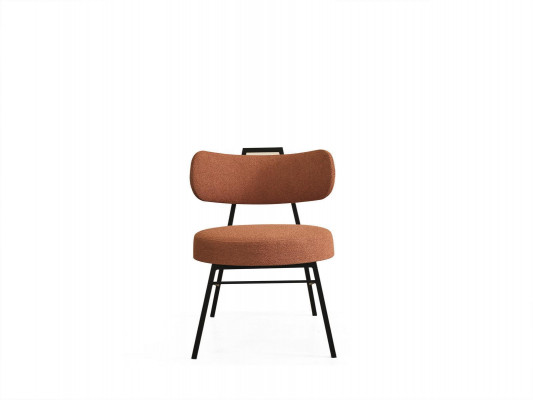 Moderne ronde stoel van natuurlijke materialen met textielbekleding