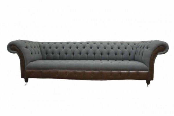 Engelse Chesterfield luxe textiele sofa 4-zits sofa gestoffeerd design stoffen banken