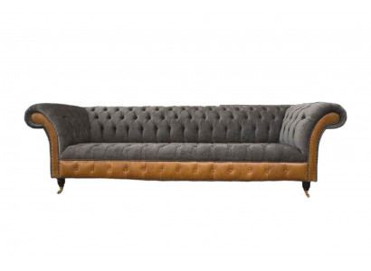 Bankstel 4-zits Chesterfield luxe bank Big Couchen bekleding 300 cm Design