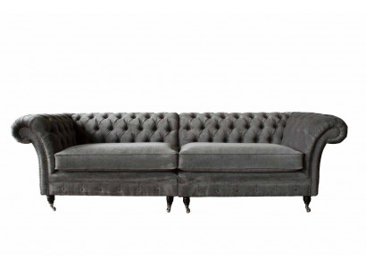 Chesterfield vierzitsbank 4-zitsbanken Stof Polyester Grijs Meubels
