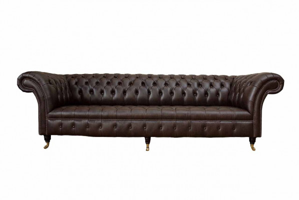 Bankstel 4-zits Chesterfield bank Luxe 245 cm leren bankmeubels