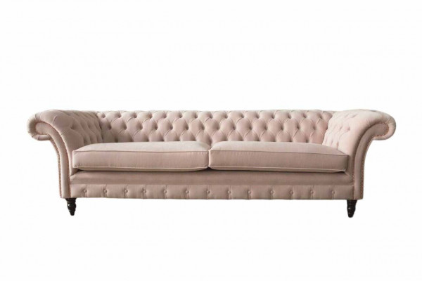 Rosa vierzits gestoffeerde bank, 4-zits meubel, grote banken, sofa 245cm nieuw