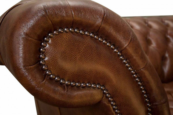 Sofa 4-zitter luxe meubelen Chesterfield leer bruin design moderne stijl