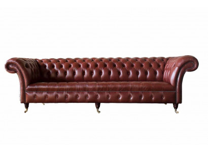 Leren bank Bank 4-zitsbanken Design Chesterfield leer Bank Meubels 245cm