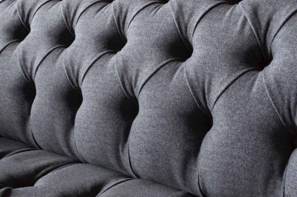 Chesterfield stoffen sofa luxe sofa gestoffeerde bank zit grijs textiel