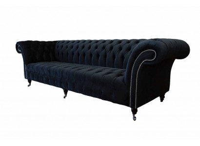 Bankstel 4-zits Chesterfield gestoffeerd woonkamer design luxe hout nieuw