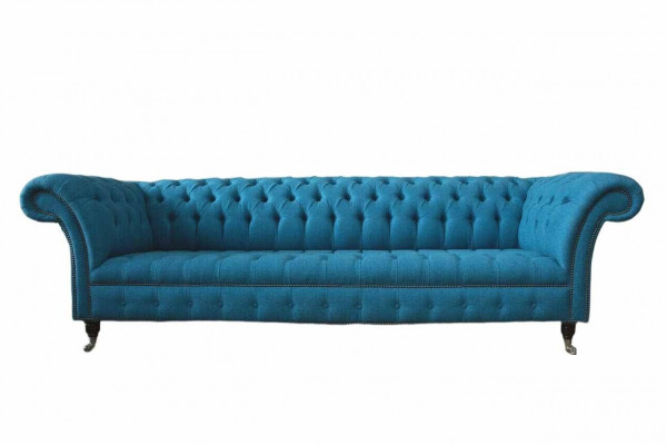Chesterfield gestoffeerde banken Design textiel bank 4-zits bank Luxe design Blauw