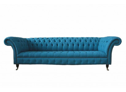 Chesterfield gestoffeerde banken Design textiel bank 4-zits bank Luxe design Blauw