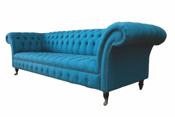 Chesterfield gestoffeerde banken Design textiel bank 4-zits bank Luxe design Blauw