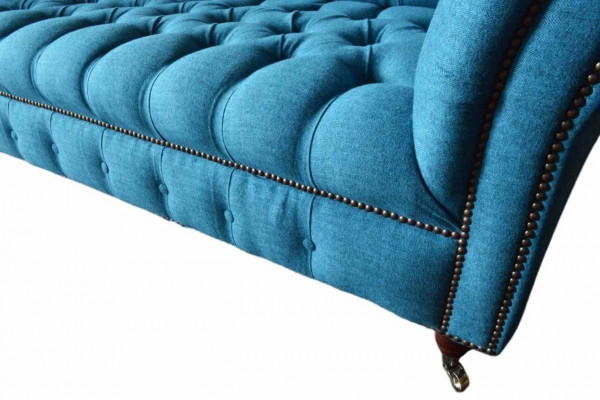 Chesterfield gestoffeerde banken Design textiel bank 4-zits bank Luxe design Blauw