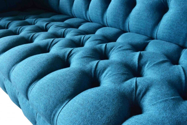 Chesterfield gestoffeerde banken Design textiel bank 4-zits bank Luxe design Blauw